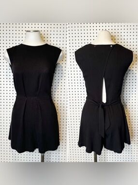 Zara Black Sleeveless Romper with Back Keyhole and Tie